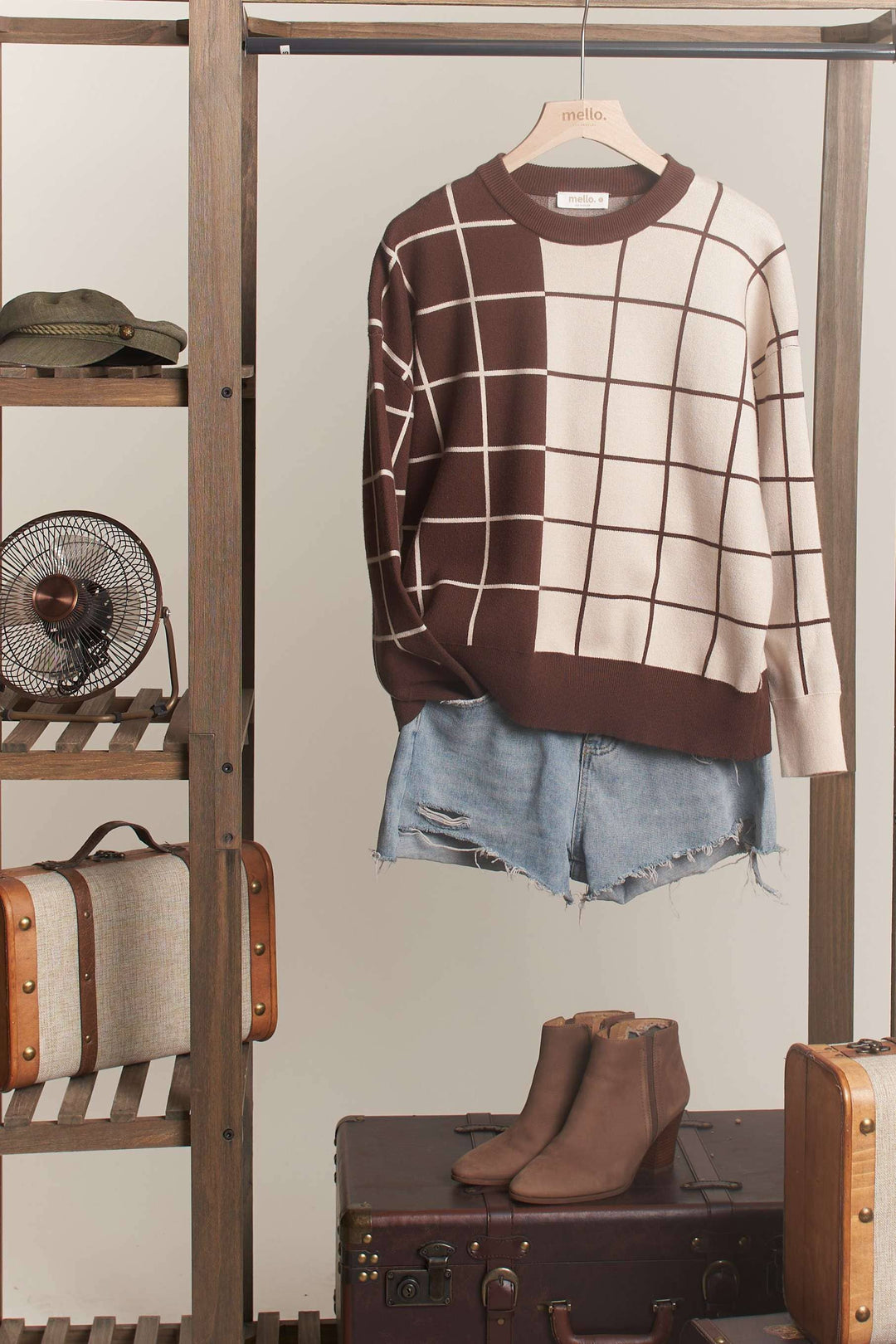 Chestnut Check Sweater