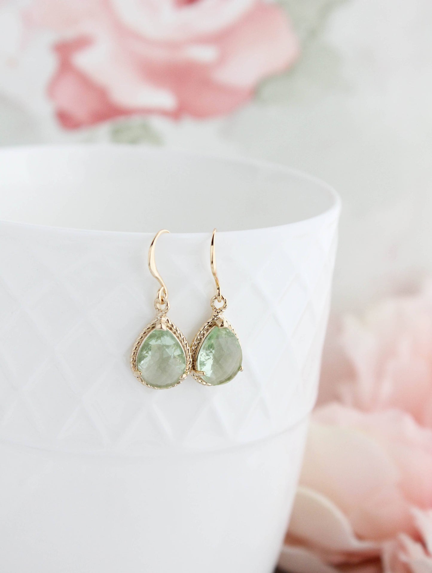 Glass Pear Drop Earrings