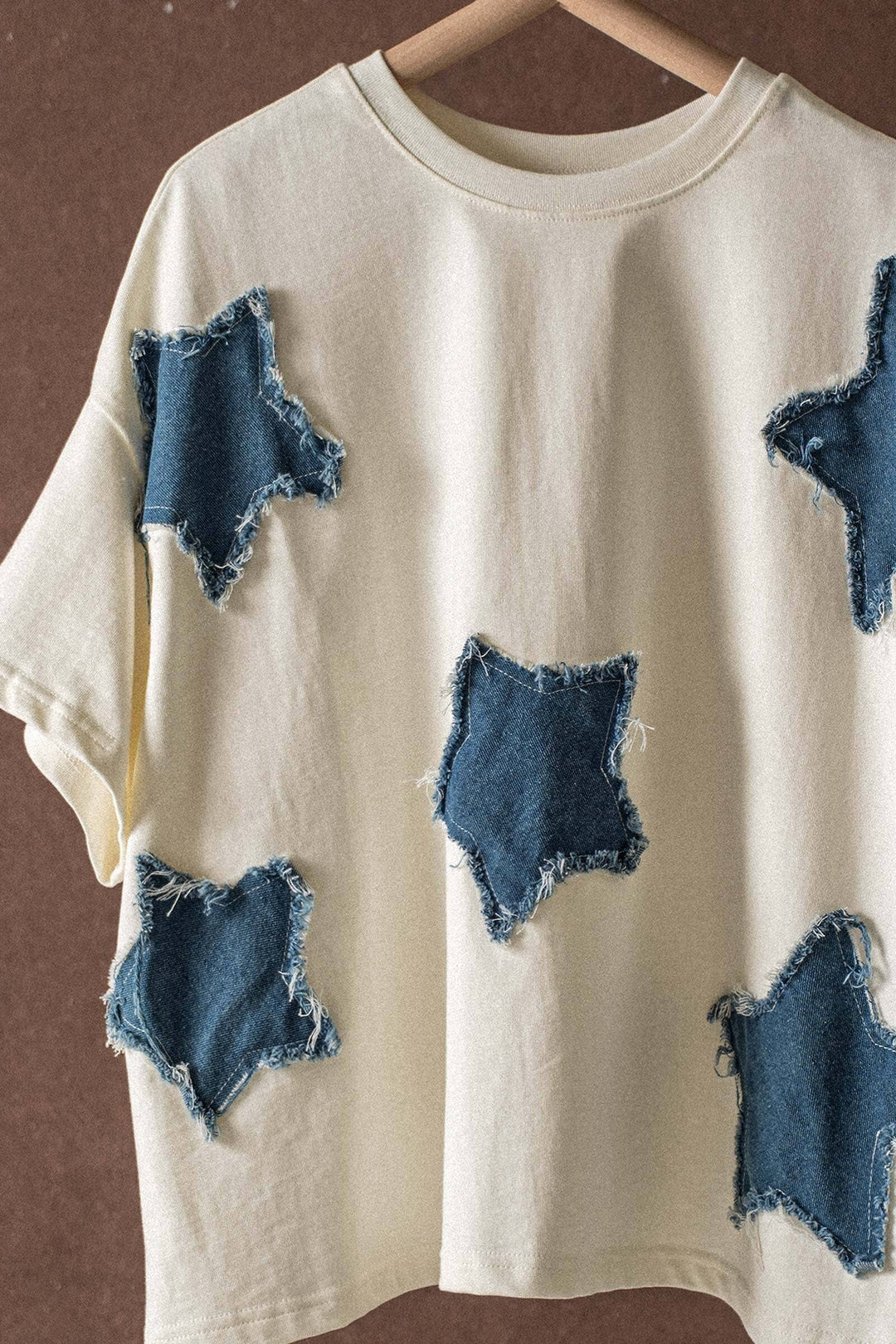 Distressed Denim Star Appliqué Cotton Tee - Baycreek & Co