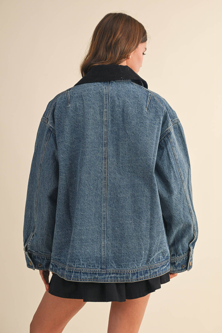 The Corduroy-Collar Denim Jacket