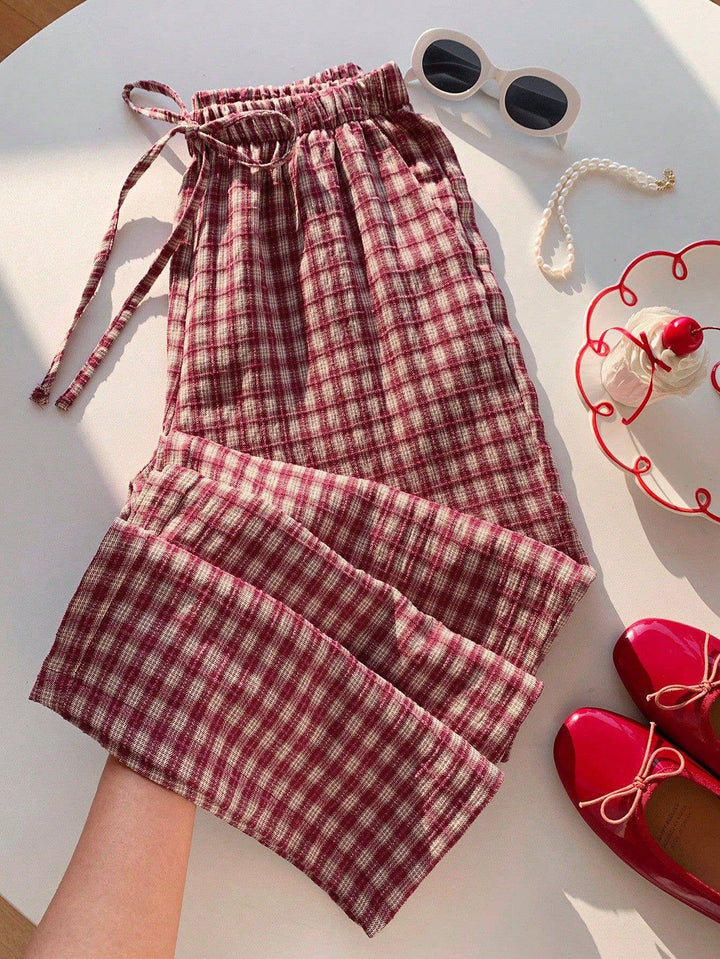 Plaid Wide Leg Pants - Baycreek & Co