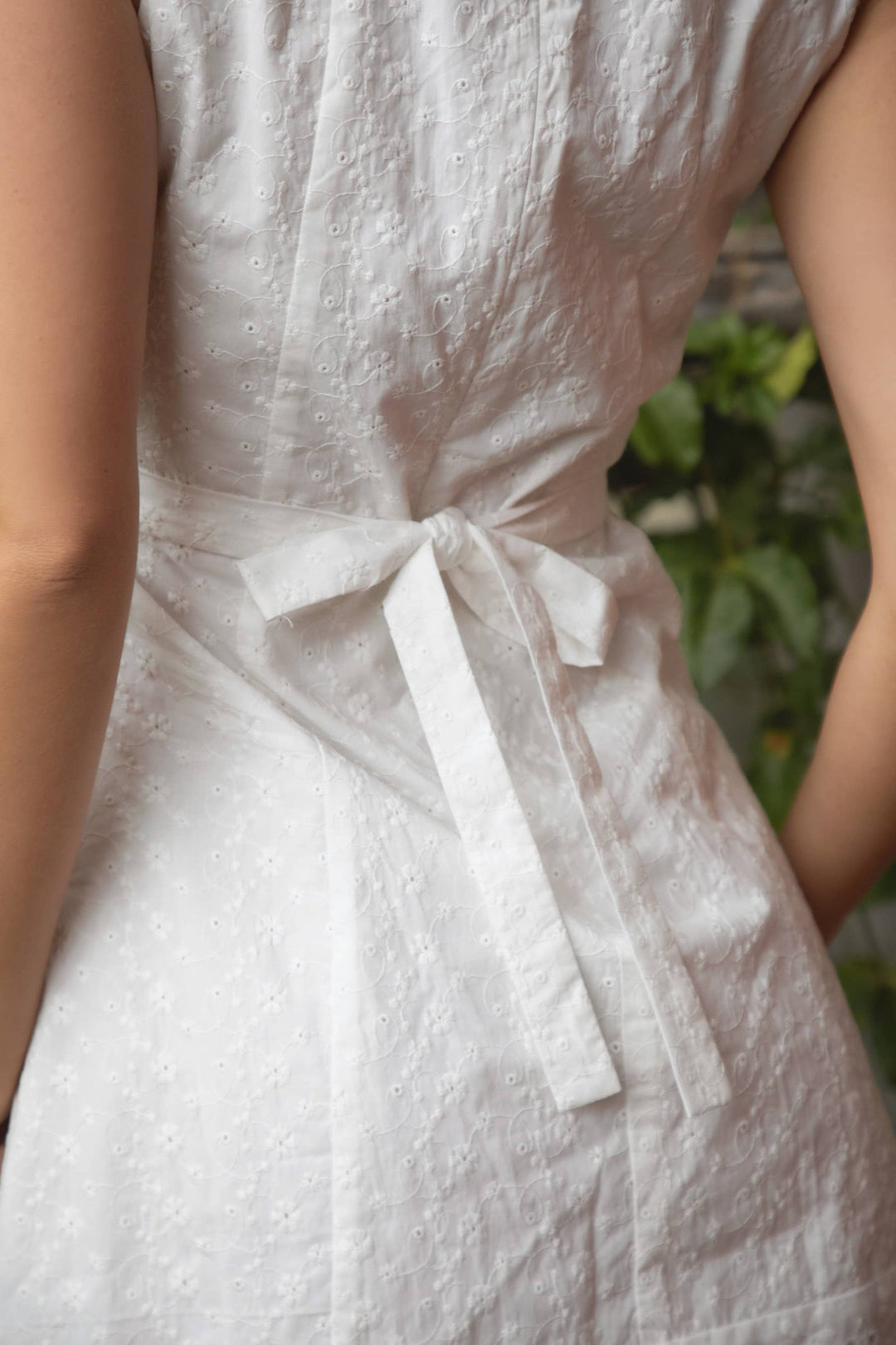 AMAYRA Sleeveless Square Neck Eyelet Mini Dress - Baycreek & Co