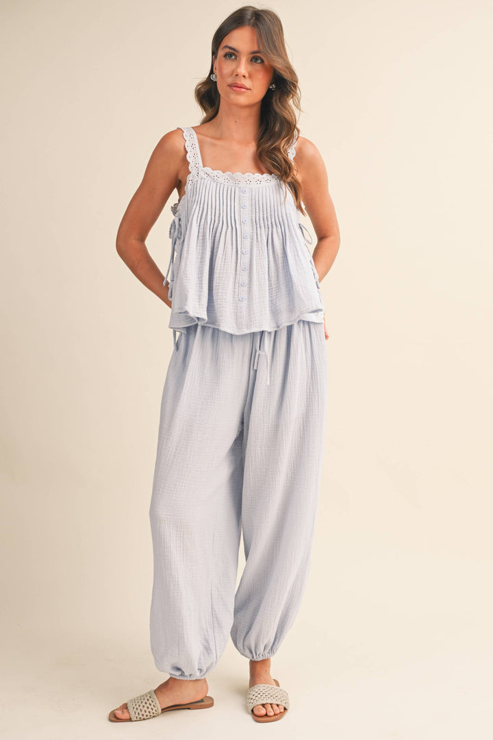 IST6468 TOP EDGE CONTRAST STRAPLESS TOP AND PANTS - Baycreek & Co