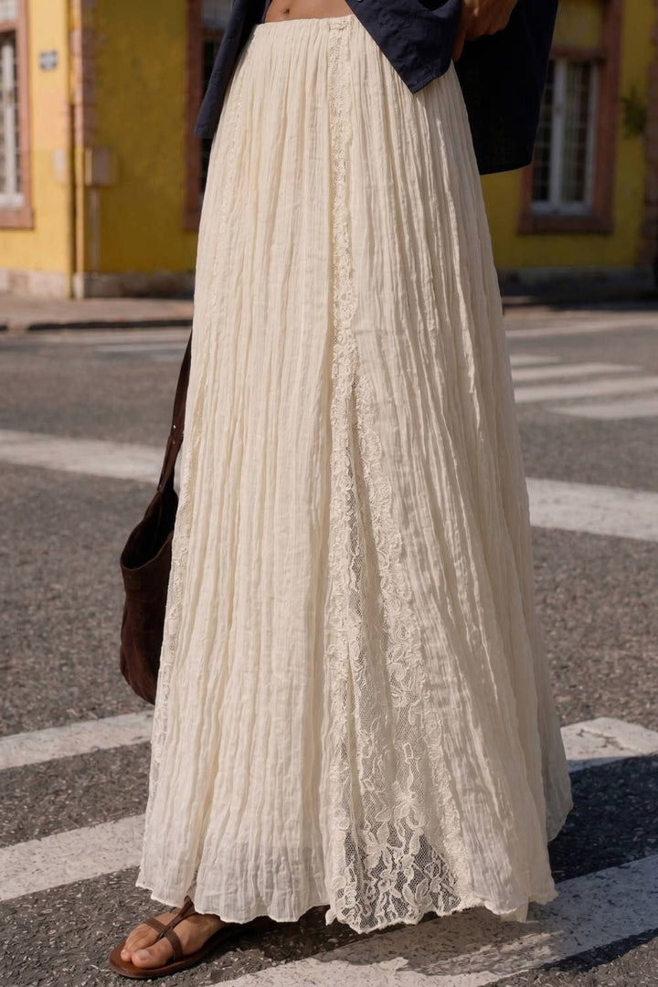 LACE PANEL CRINKLE SKIRT - Baycreek & Co
