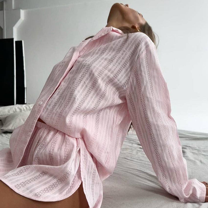 Jacquard Solid Color Soft Sleepwear Sets DPS2243 - Baycreek & Co