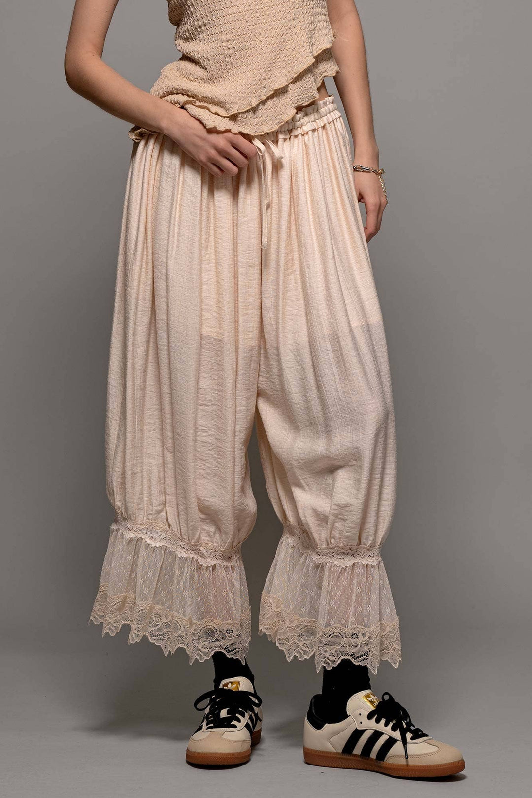 Lace-Trimmed Cropped Bloomer Pants - Baycreek & Co