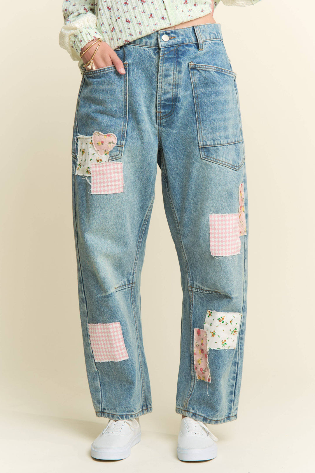 MINERAL WASHED PATCHWORK JEANS - Baycreek & Co