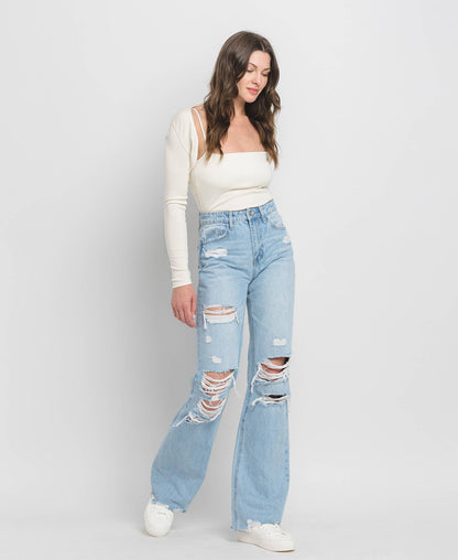 90'S Vintage Super High Rise Flare Jeans