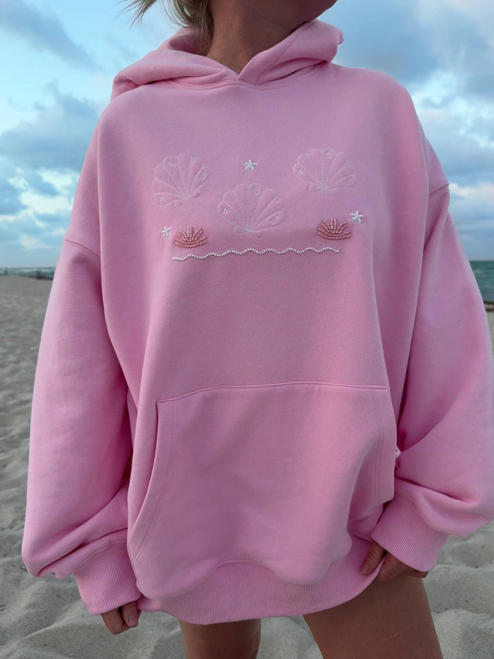 Lottie Pink Bikini Beaded Ocean Hoodie 100% Cotton - Baycreek & Co