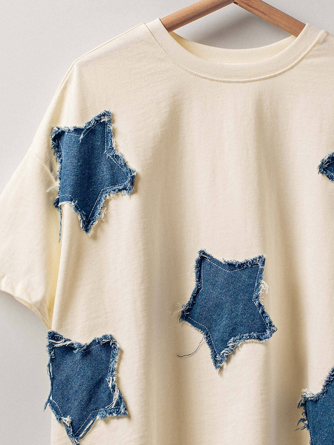 Distressed Denim Star Appliqué Cotton Tee - Baycreek & Co