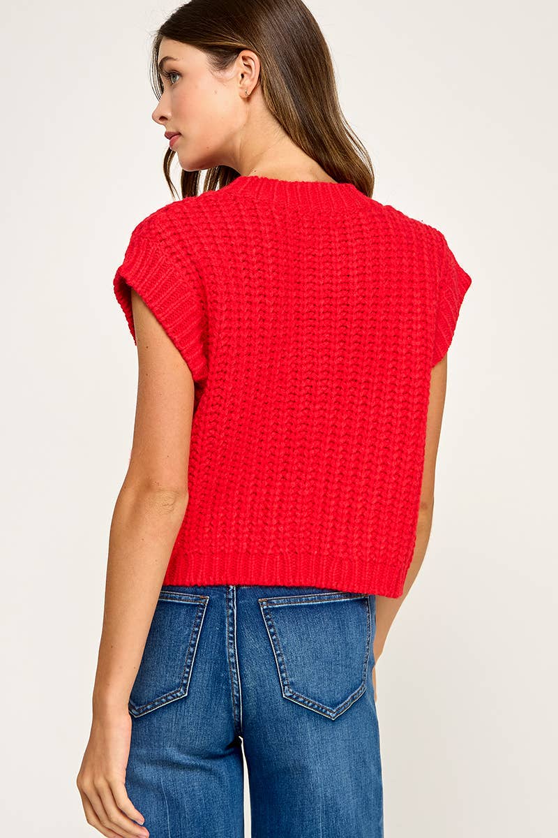 Scarlet Knit Button Vest