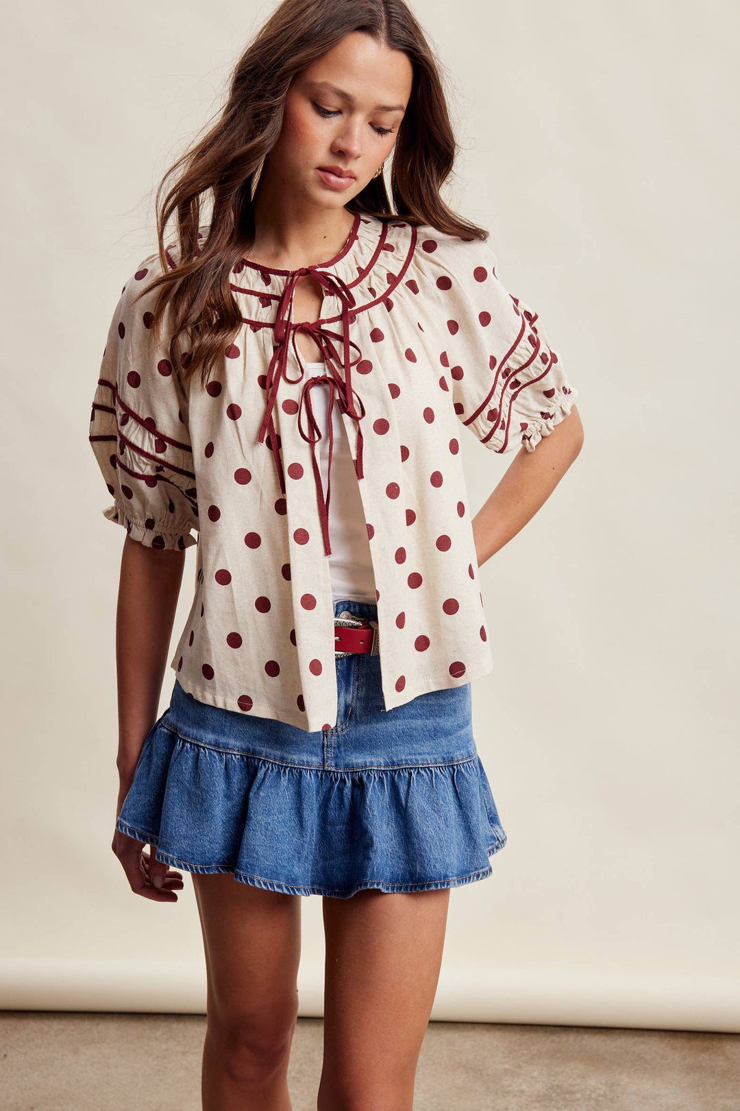 Polka Dot Ruffle Blouse