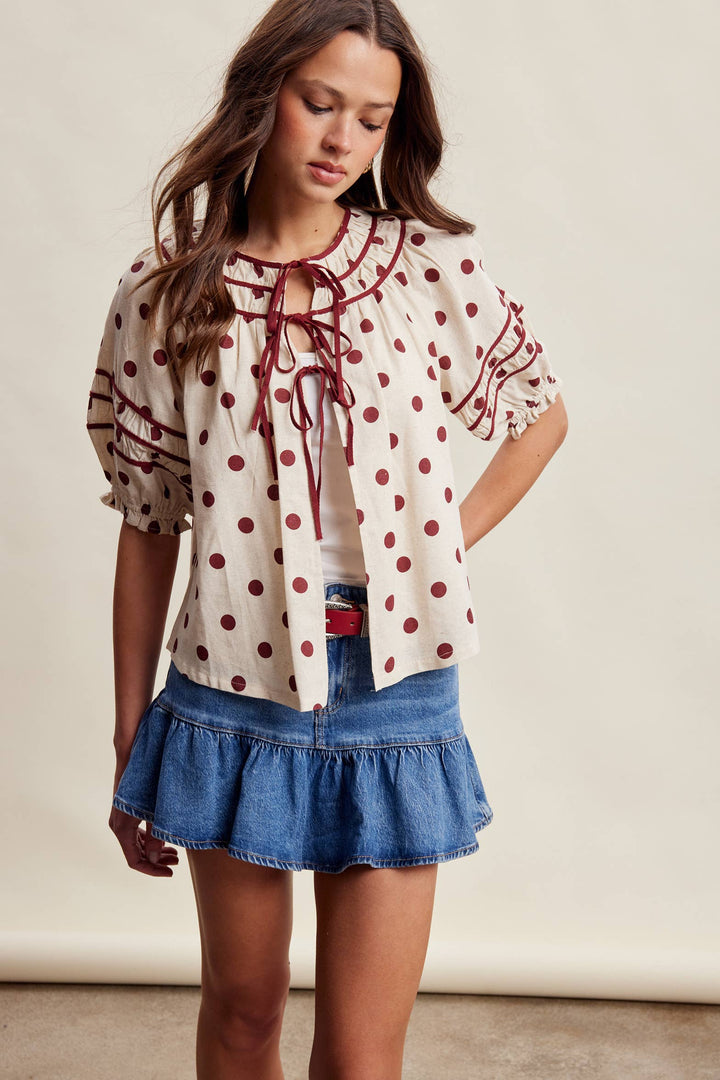 Polka Dot Ruffle Blouse
