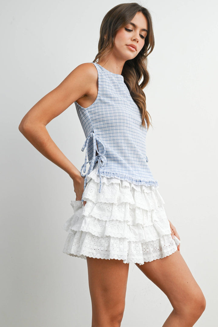 Checkered Lace-Up Vest - Baycreek & Co