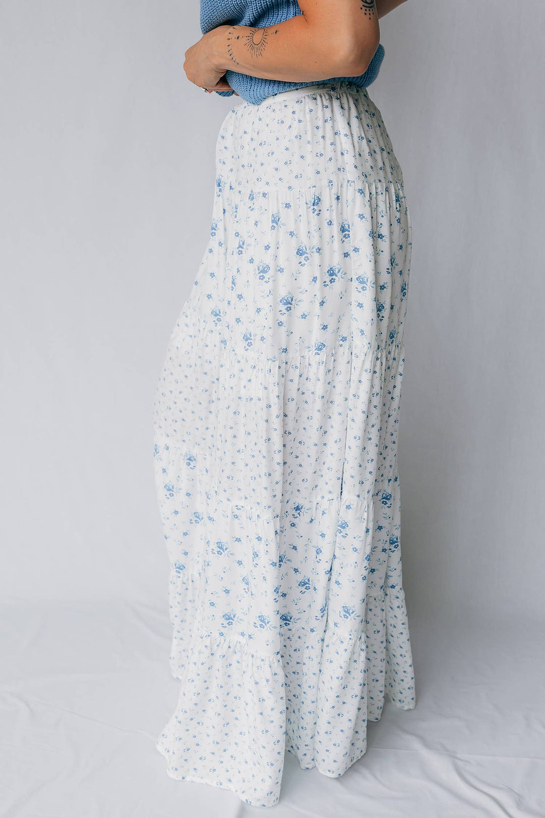 LDC High Waist Tiny Floral Print Boho Maxi Skirt - Baycreek & Co