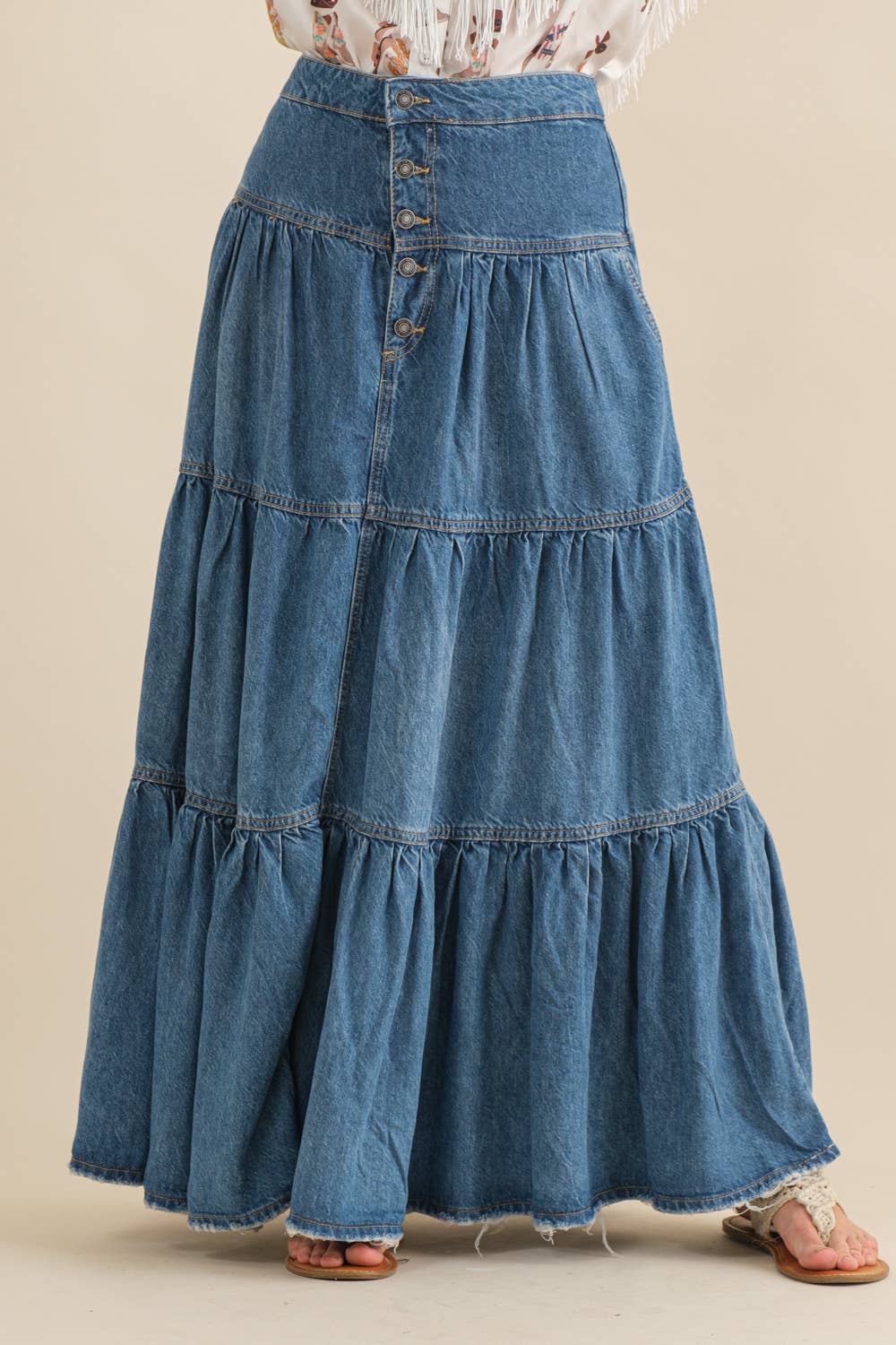 Chambray Maxi Skirt