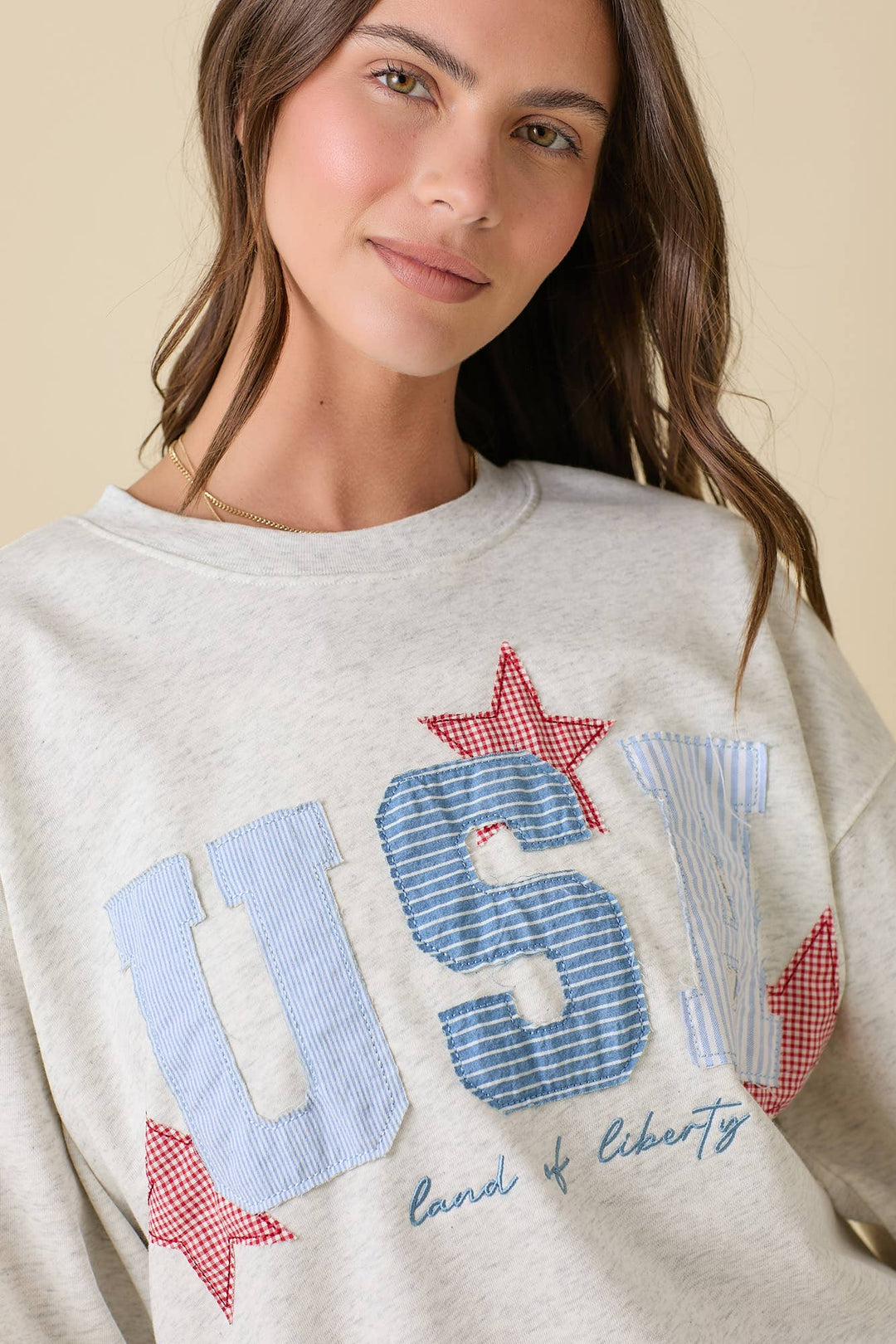 USA Patchwork Oversized Crewneck