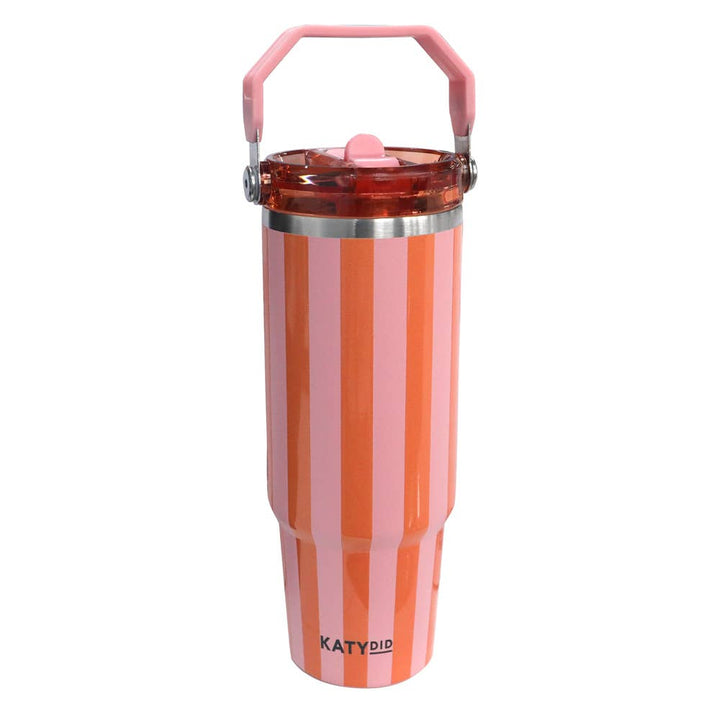 Pink & Orange Striped 30 Oz Tumbler
