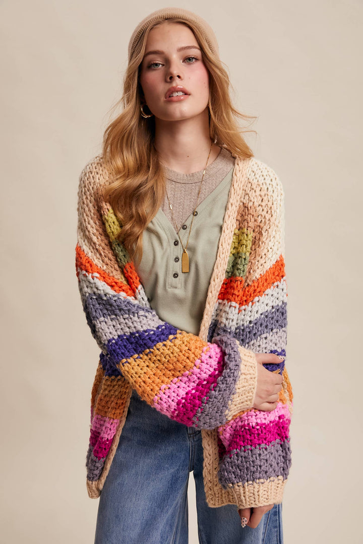 Rainbow Hand-Crochet Open Cardigan LSW0620 - Baycreek & Co