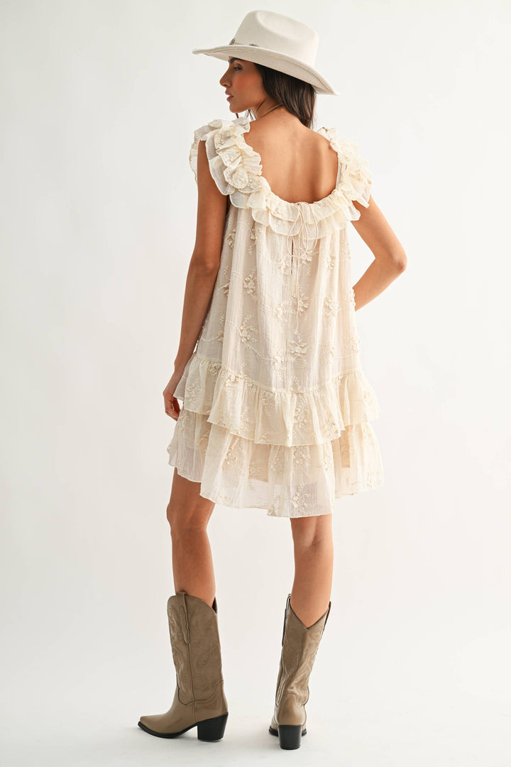 Ruffled Embroider Tiered Dress - Baycreek & Co