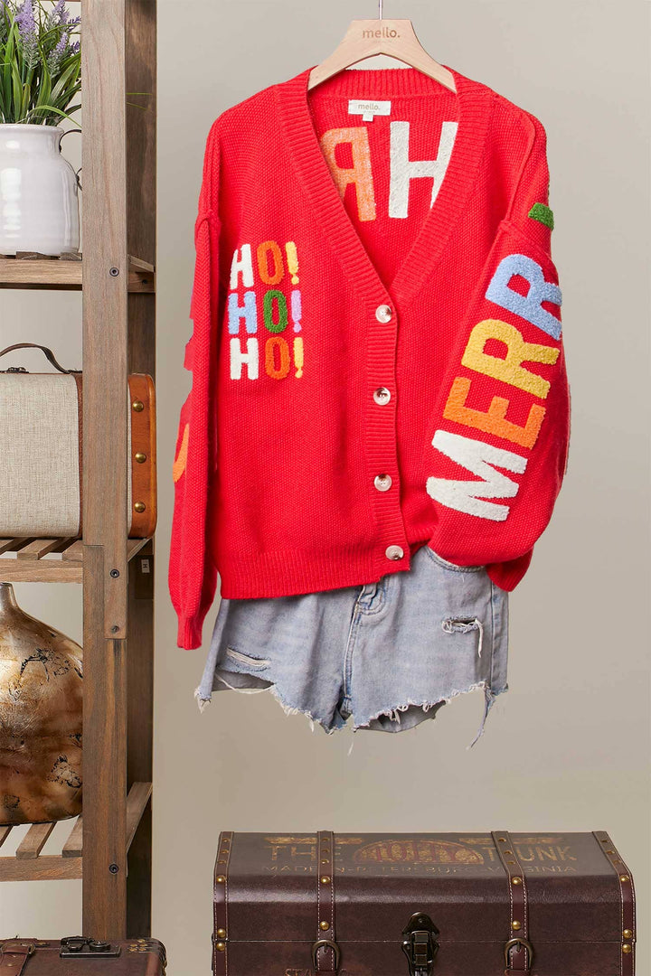 Merry Letter Knit Cardigan