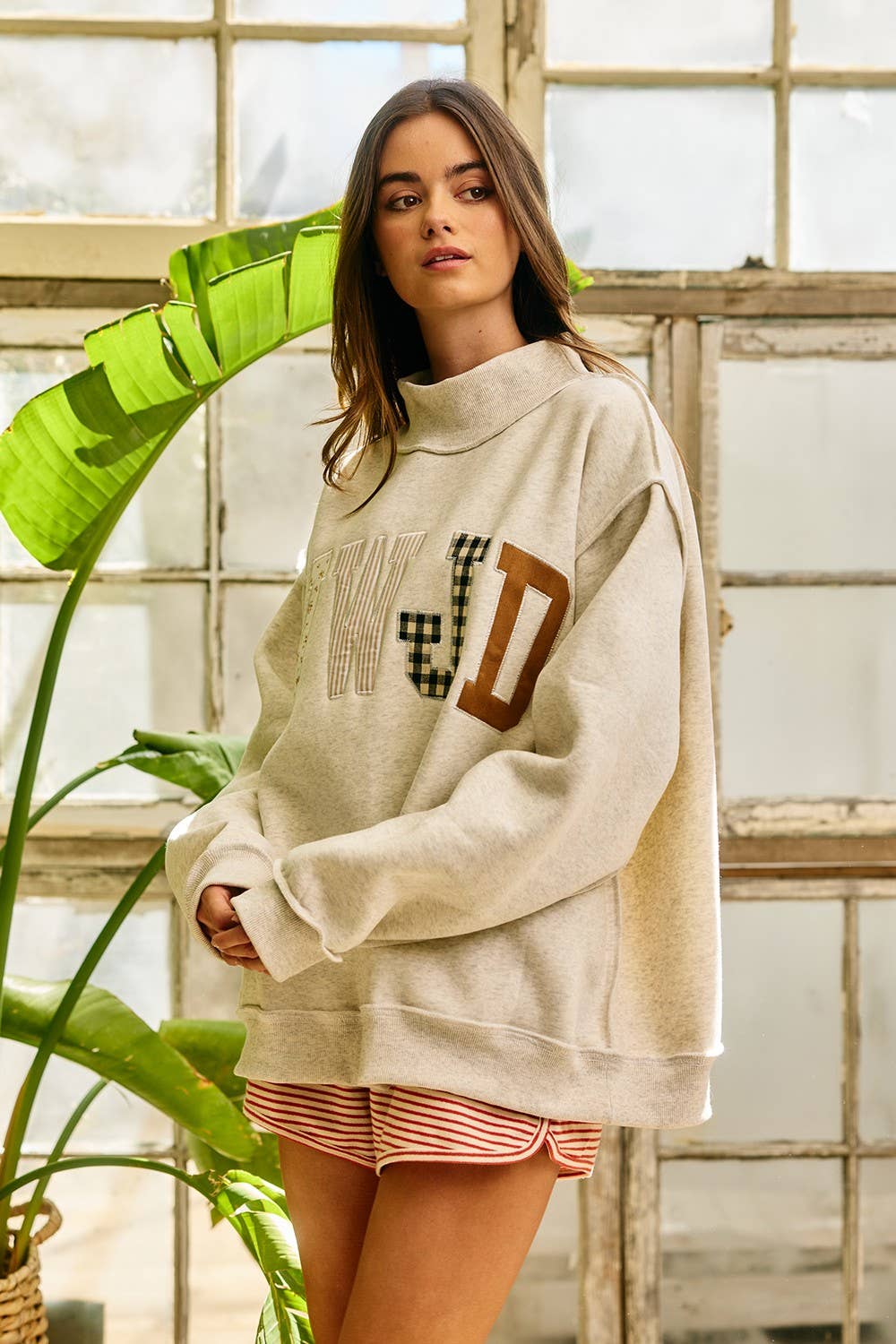 IT2594E-WWJD1 | WWJD Embroidered Mock-neck Sweatshirt - Baycreek & Co
