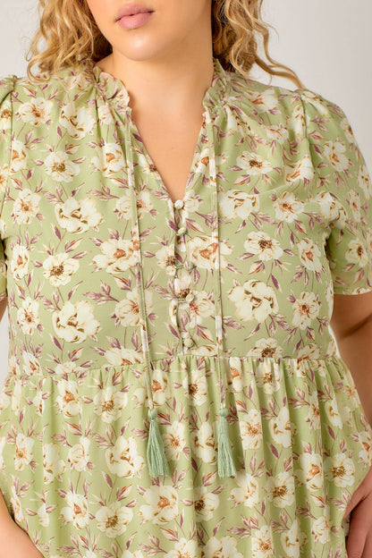 FLORAL PRINT TIERED MAXI DRESS - Baycreek & Co