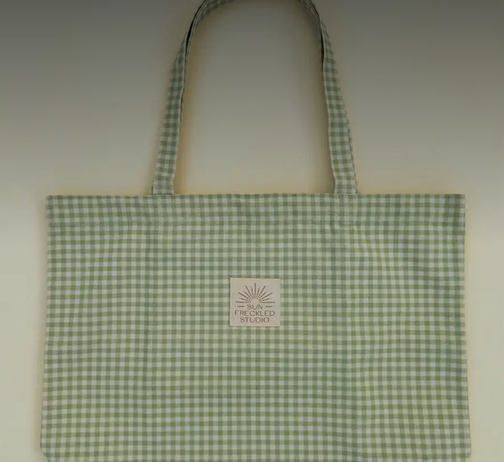 Sage Gingham Tote Bag