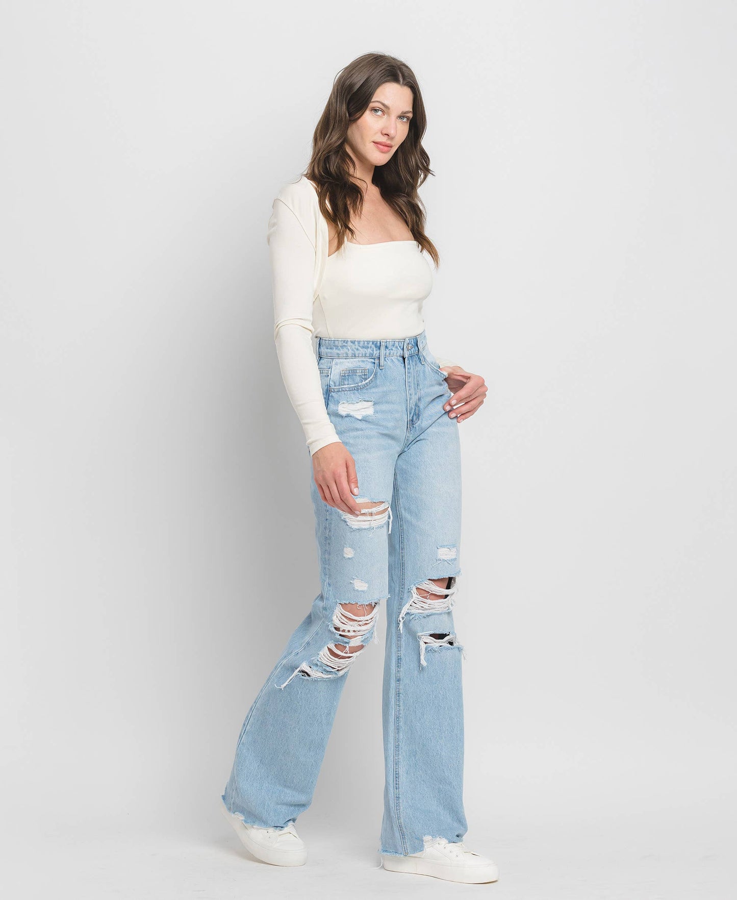 90'S Vintage Super High Rise Flare Jeans