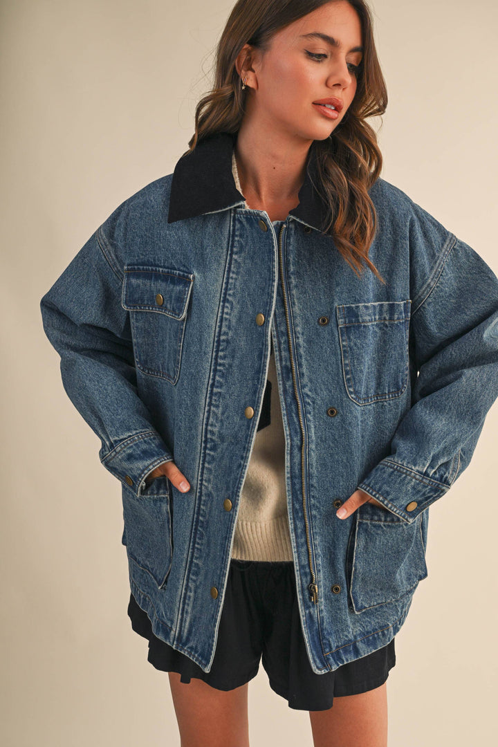 The Corduroy-Collar Denim Jacket