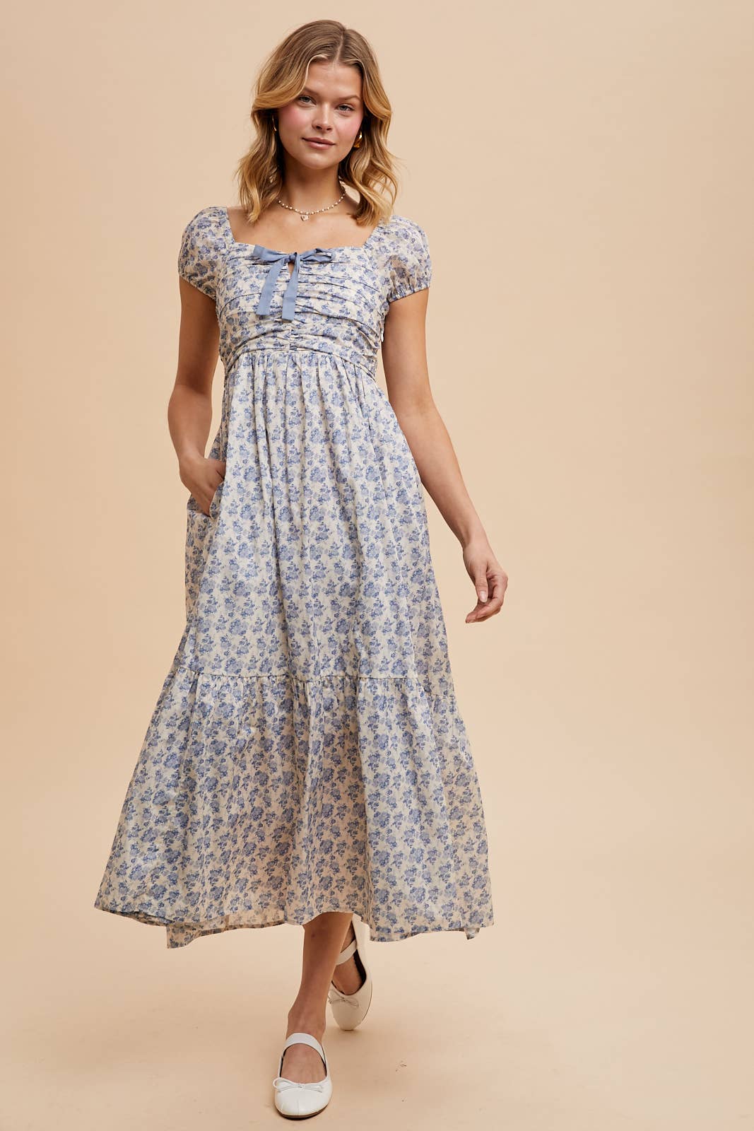 Dusty Blue Floral Dress