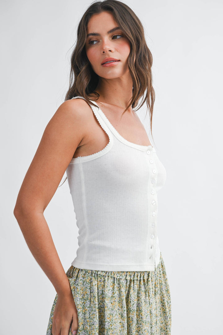 Alina White Lace Tank - Baycreek & Co