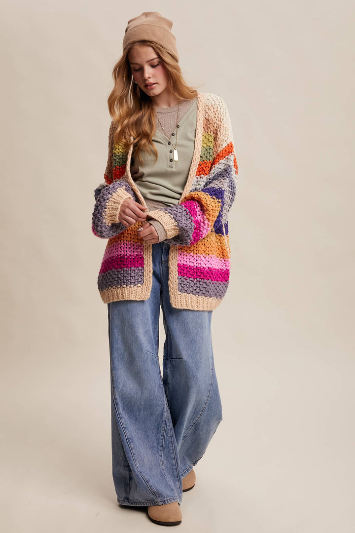 Rainbow Hand-Crochet Open Cardigan LSW0620 - Baycreek & Co