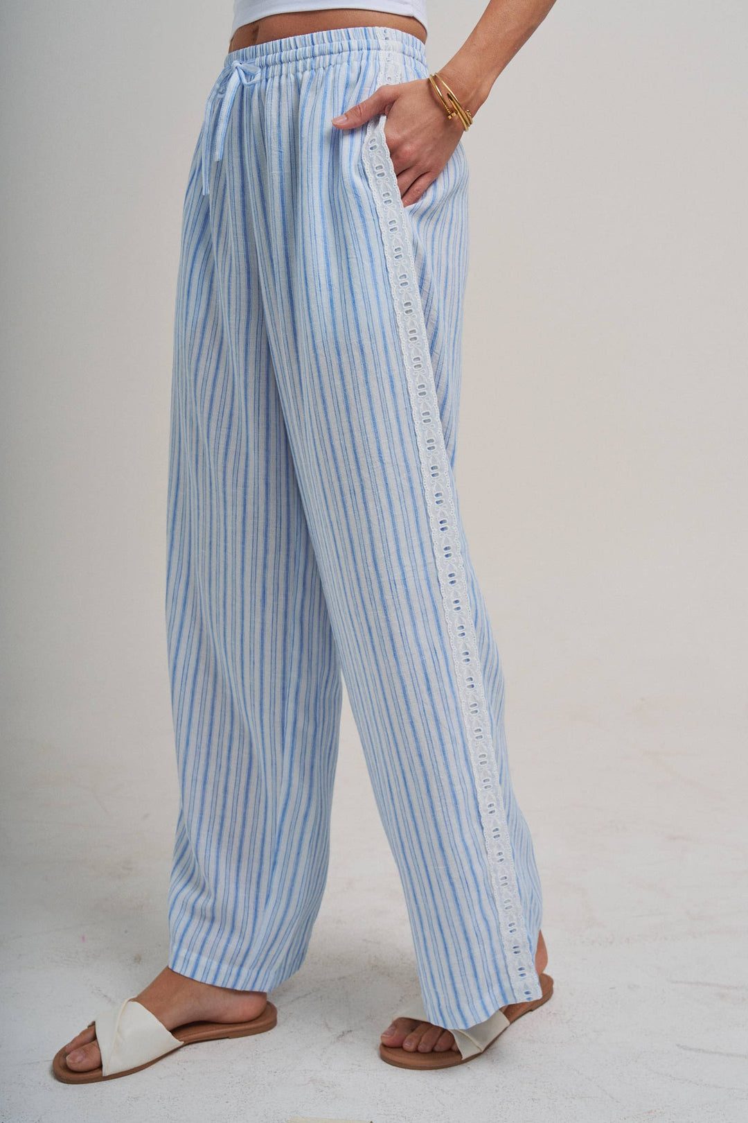 Blue Lace & Linen Bottoms
