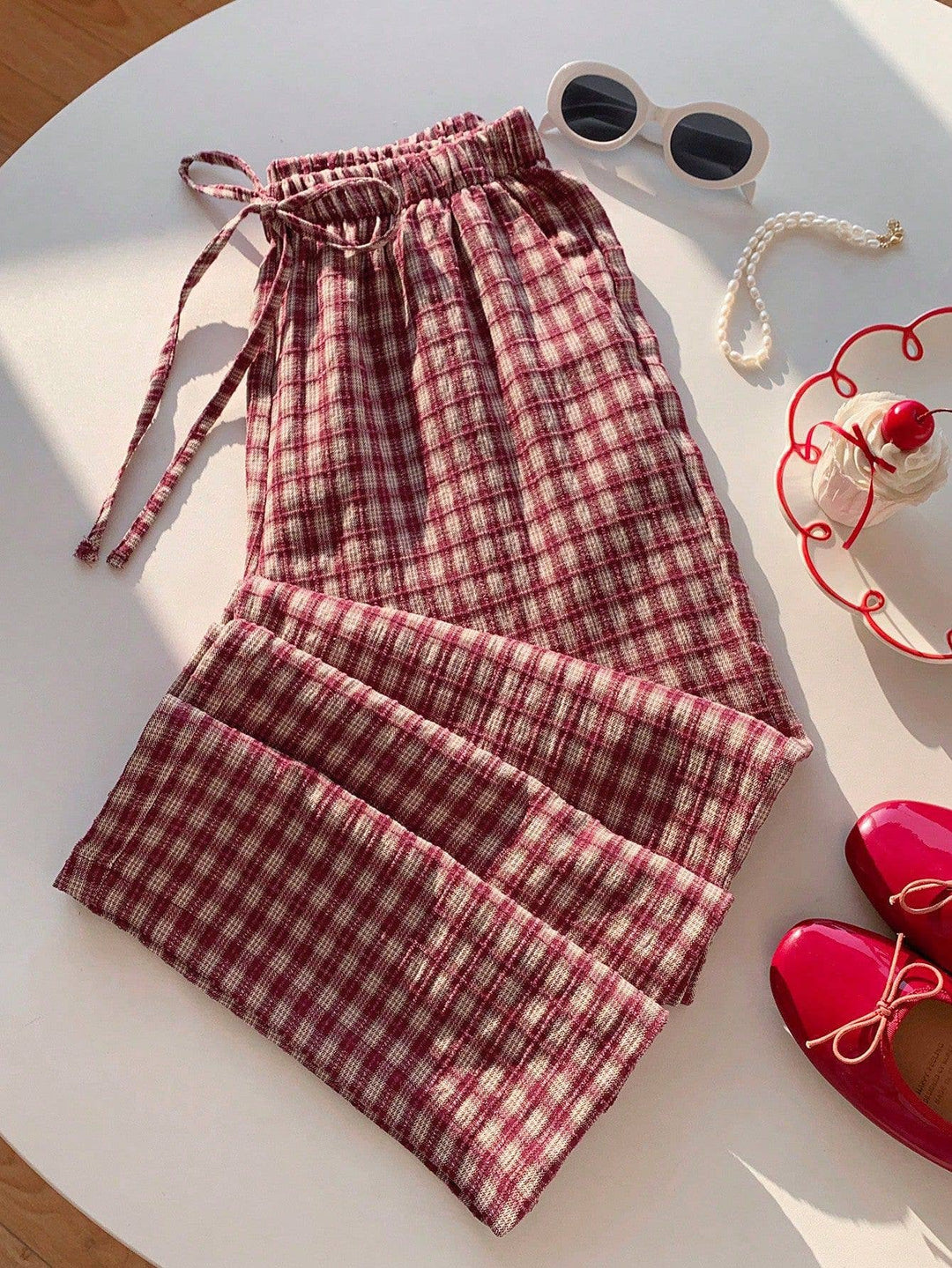 Plaid Wide Leg Pants - Baycreek & Co