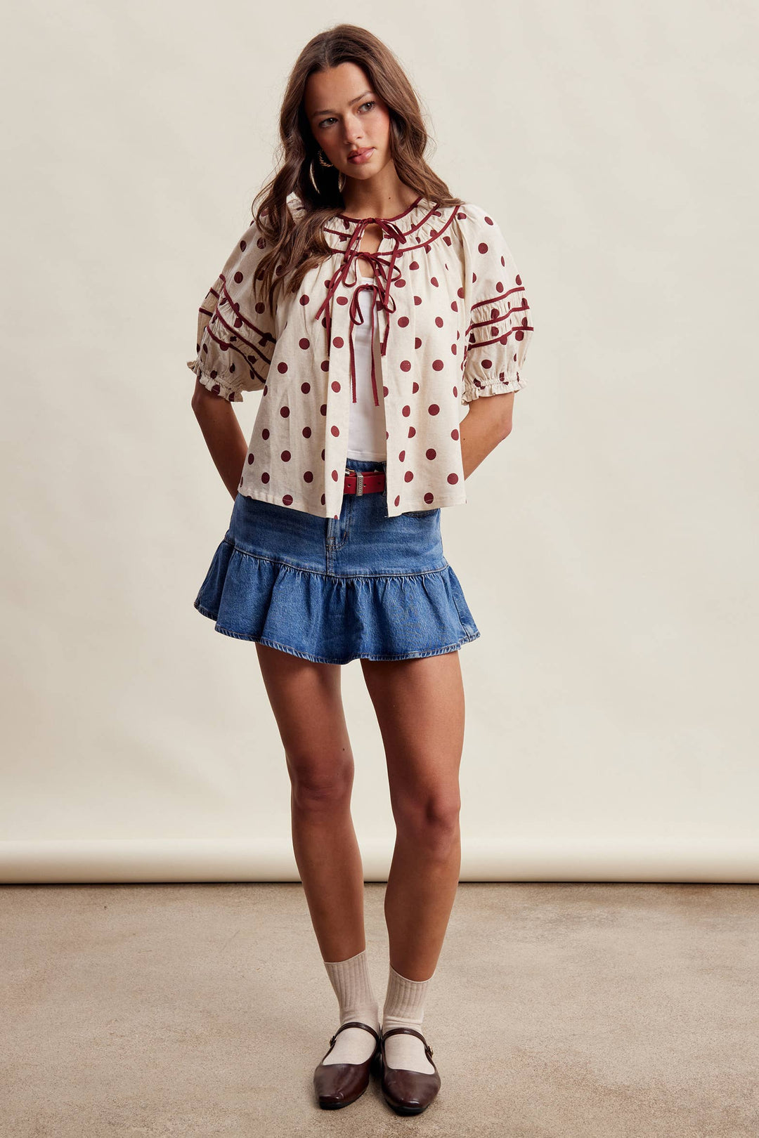 Polka Dot Ruffle Blouse