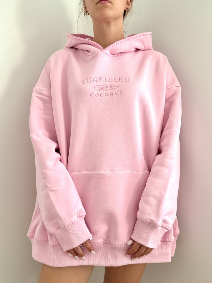 Light Pastel Magenta Stitched Sunkissedcoconut Logo Hoodie 100% Cotton - Baycreek & Co