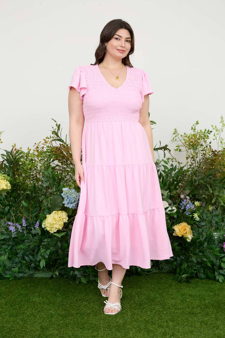 Plus Daphnia Flutter Sleeve Dress - Baycreek & Co