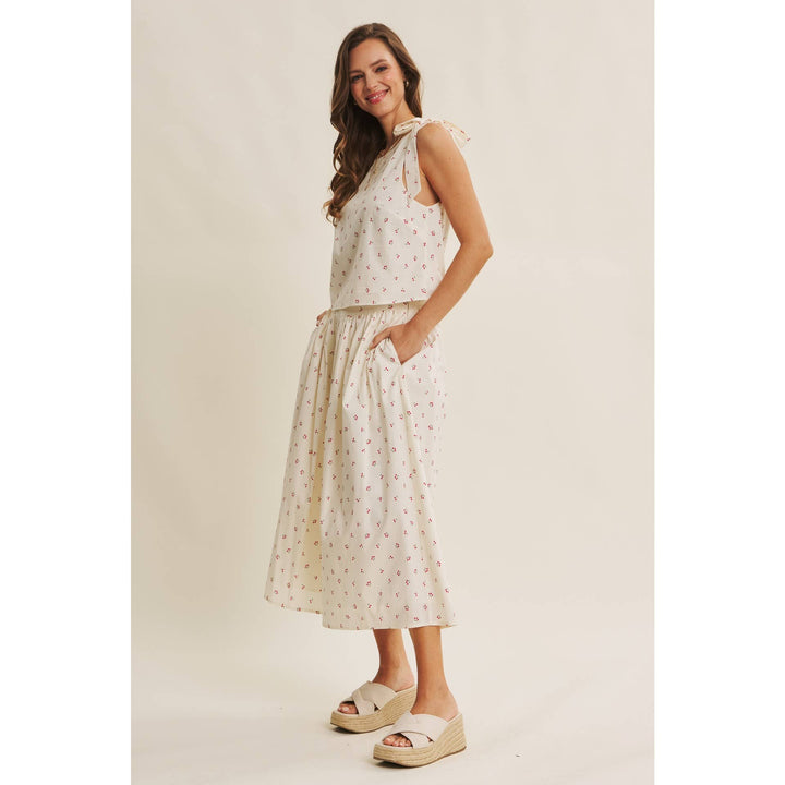 Cotton Cherry Midi Skirt