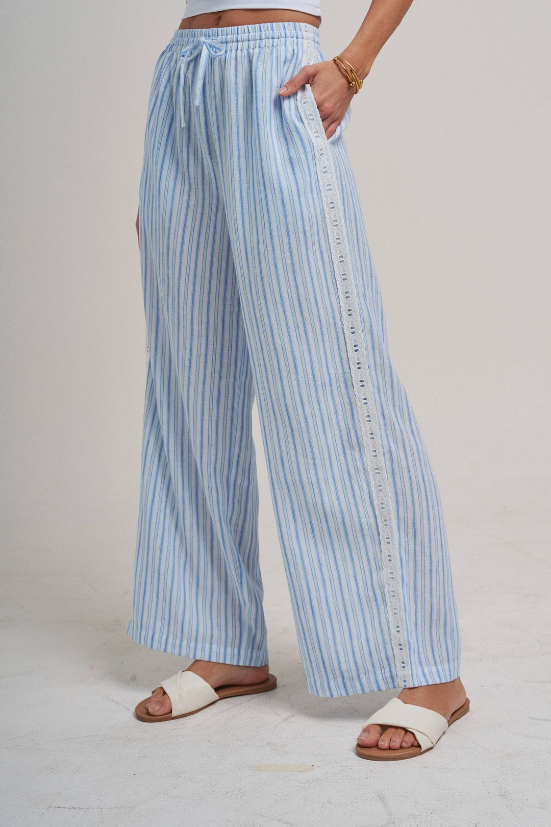 Blue Lace & Linen Bottoms