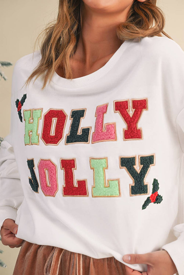 Holly Jolly Embroidered Sweatshirt