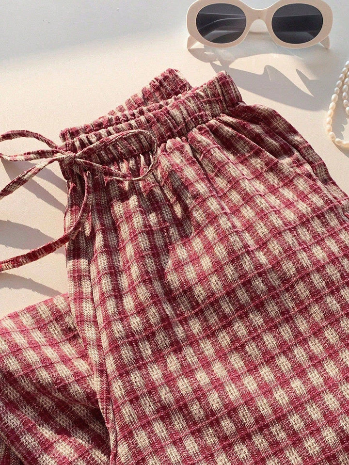 Plaid Wide Leg Pants - Baycreek & Co