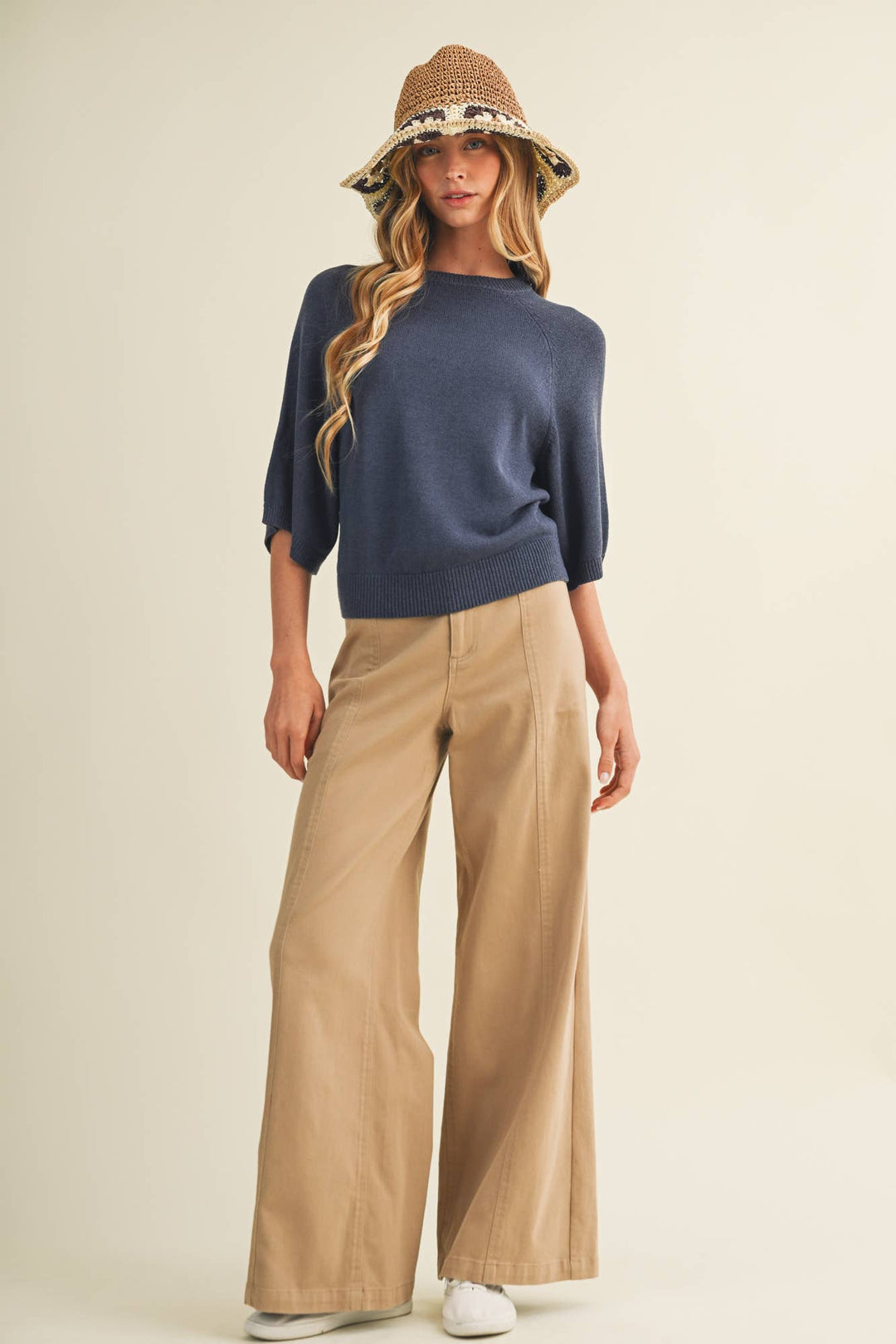 Center-Seam High-Waist Wide-Leg Trousers: TAUPE / S - Baycreek & Co