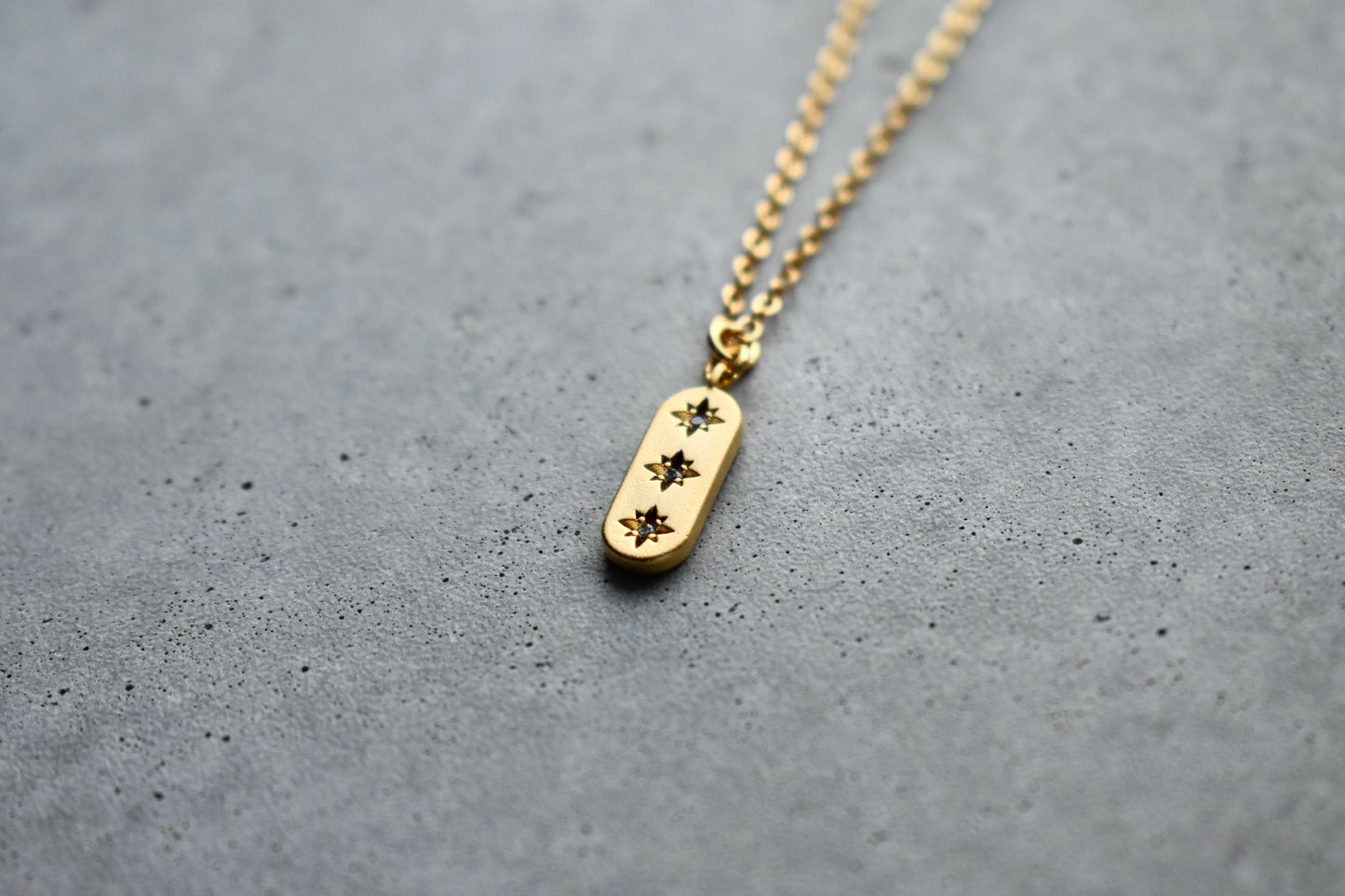 Crystal Three Star Gold Necklace