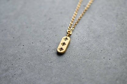 Crystal Three Star Gold Necklace