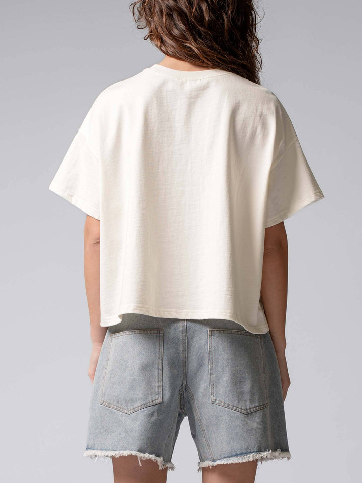 Distressed Denim Star Appliqué Cotton Tee - Baycreek & Co