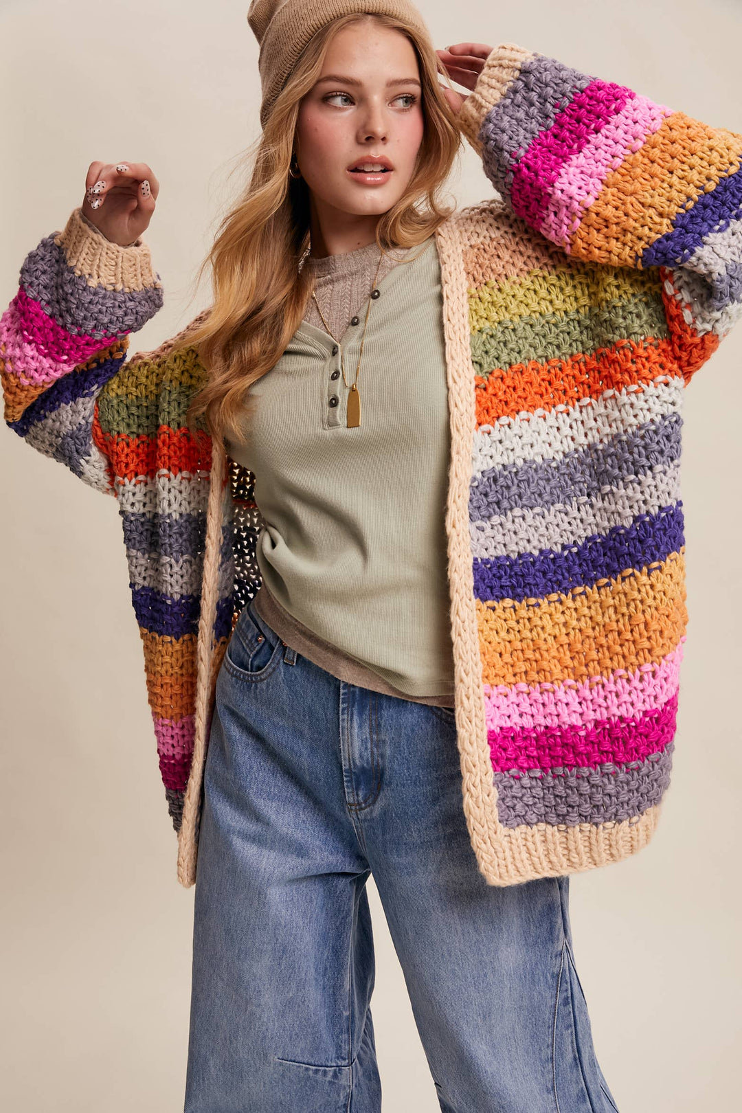 Rainbow Hand-Crochet Open Cardigan LSW0620 - Baycreek & Co