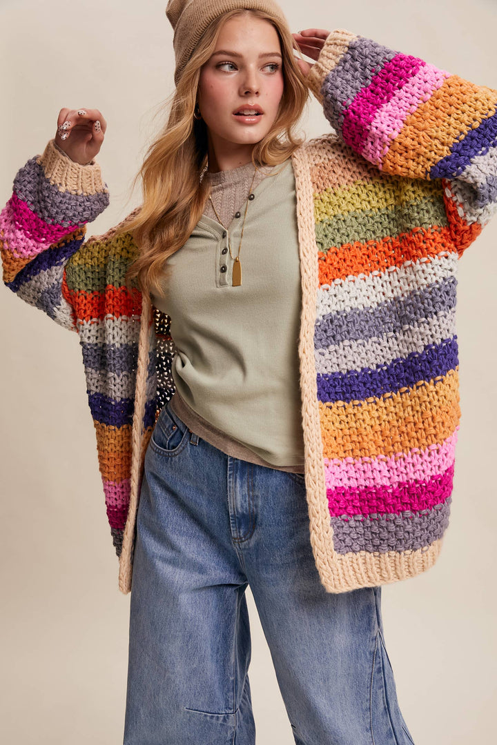 Rainbow Hand-Crochet Open Cardigan LSW0620 - Baycreek & Co