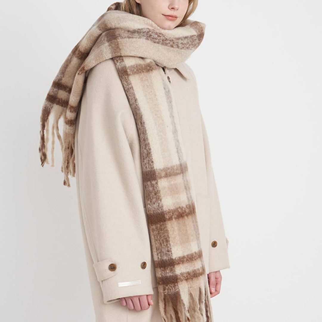 French Retro Plaid Scarf - Winter Tassel Wrap_CWASC0327 - Baycreek & Co