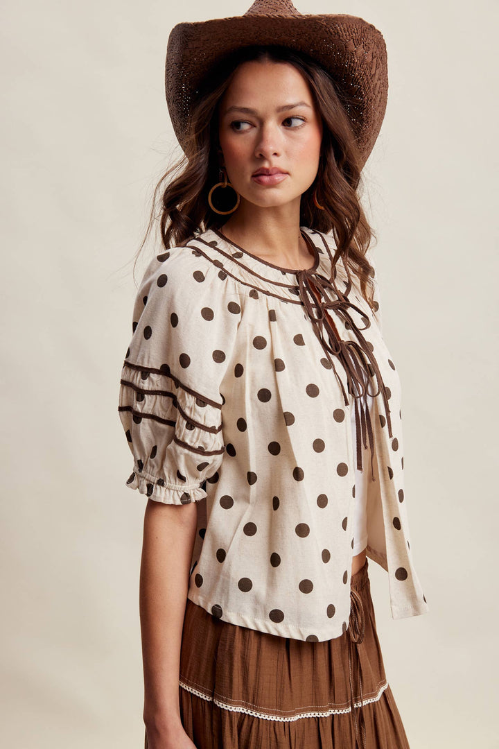 Polka Dot Ruffle Blouse